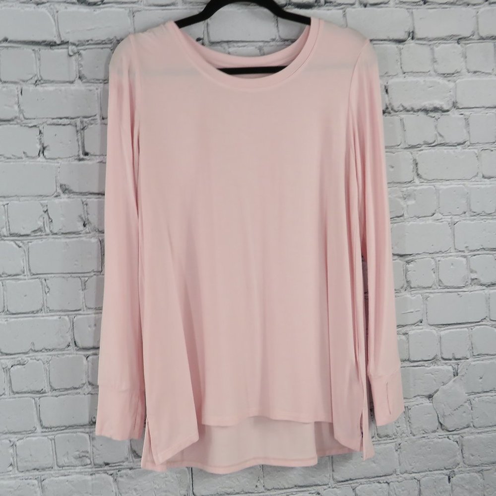 Women's Stretch Long Sleeve Crew Top - Slipper Pink - Picture 2 of 4